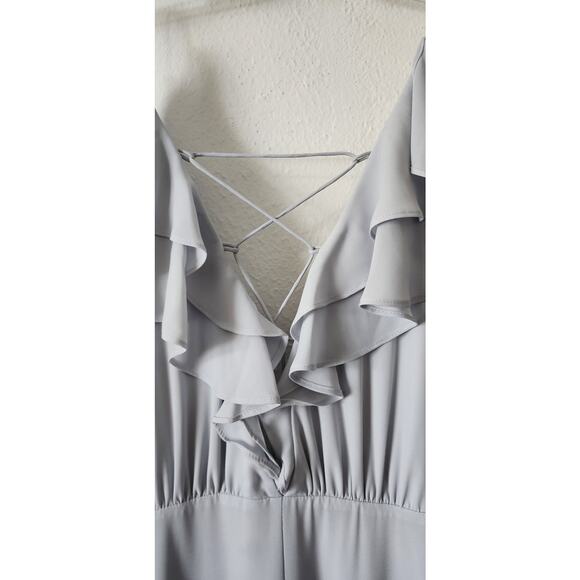 WAYF Jamie Ruffle Wrap Gown Dress Ocean Mist Blue Medium NWOT - Picture 8 of 11